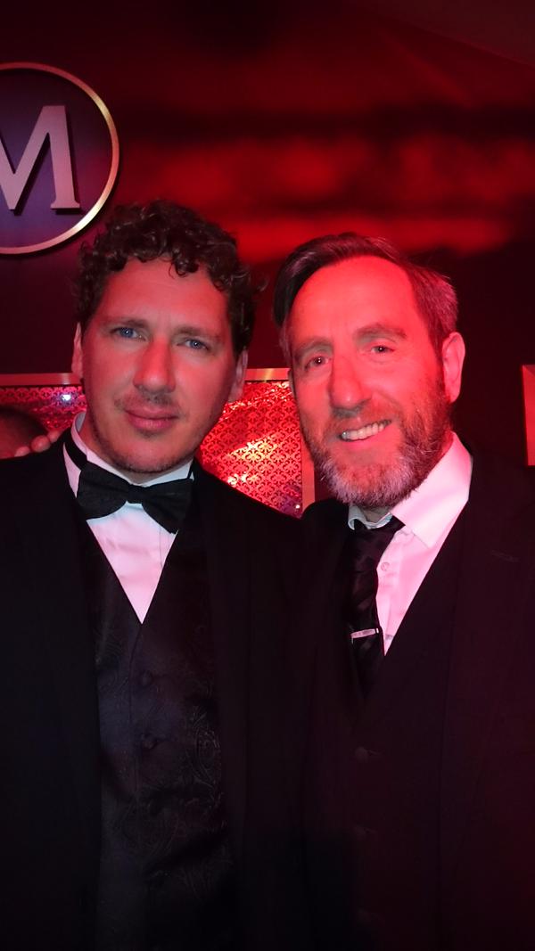 Cannes after party for The Lobster premiere with Irish actor Michael Smiley.