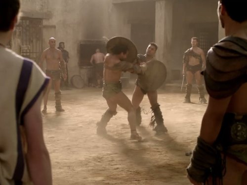 Still of Manu Bennett, Andy Whitfield, Lliam Powell, Daniel Feuerriegel and Ande Cunningham in Spartacus: Blood and Sand (2010)