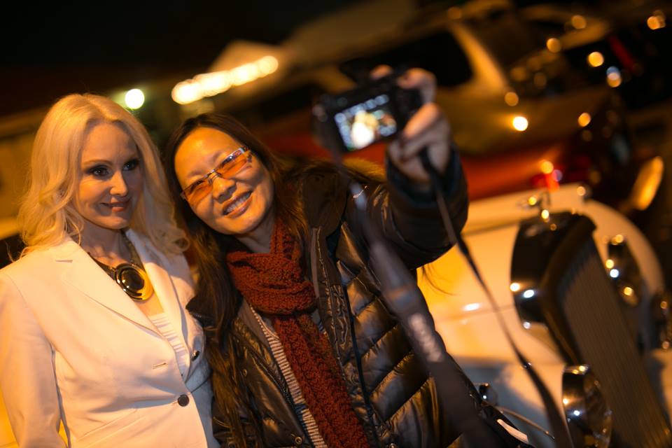Donna Spangler and Joyce Chow on set for Beverly Hills Christmas December 2014.