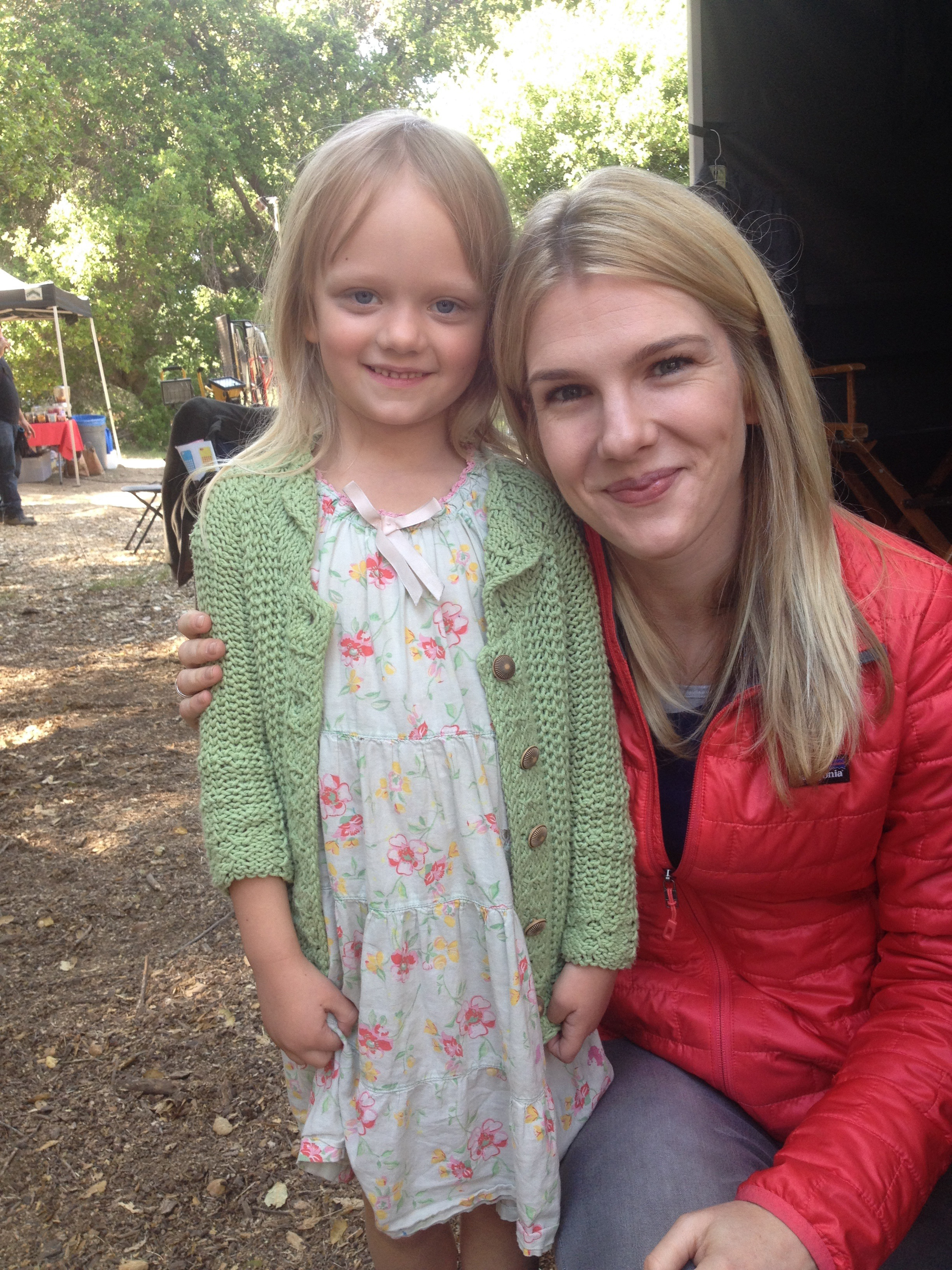 With Lily Rabe on The Veil set