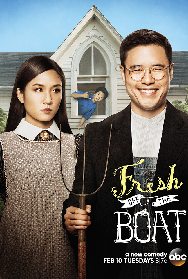 Randall Park, Constance Wu and Hudson Yang in Fresh Off the Boat (2015)