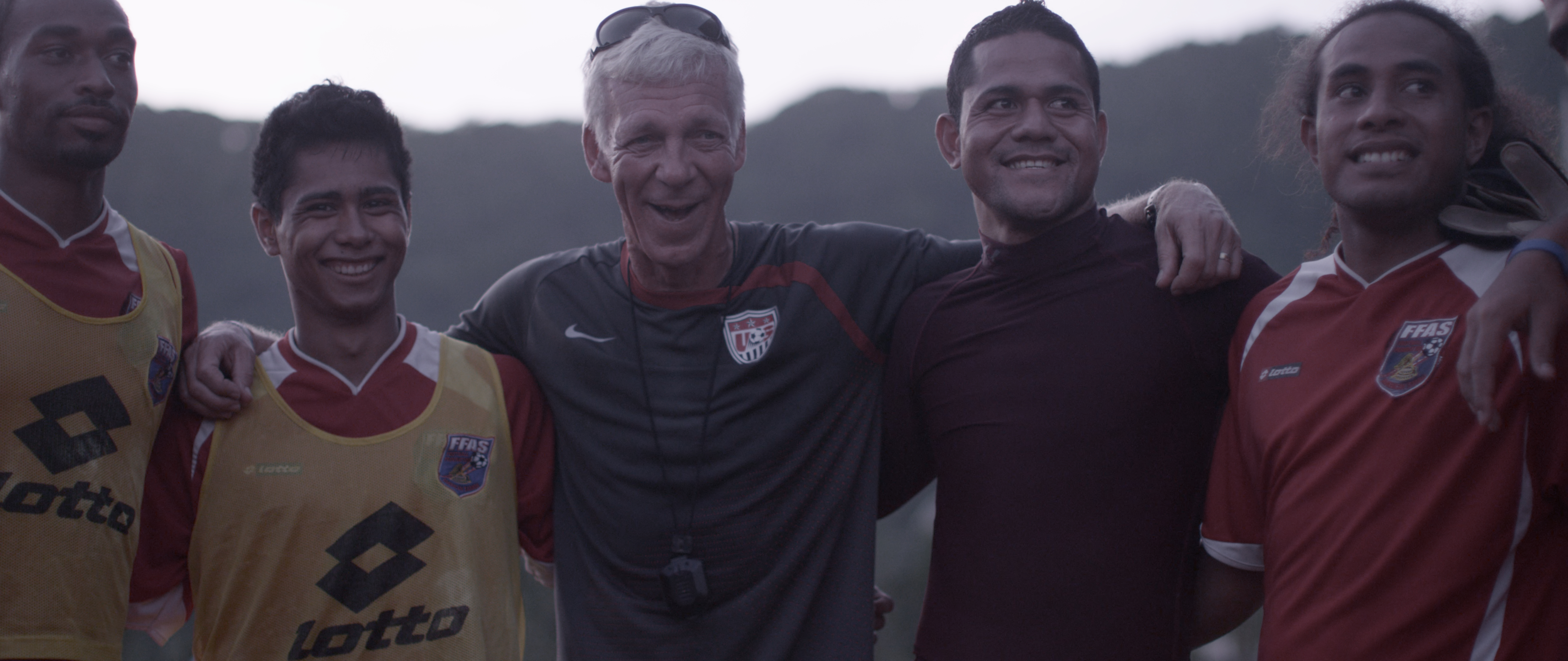 Still of Thomas Rongen, Nicky Salapu, Gene Ne'emia, Rawlston Masaniai and Charles Uhrle in Next Goal Wins (2014)