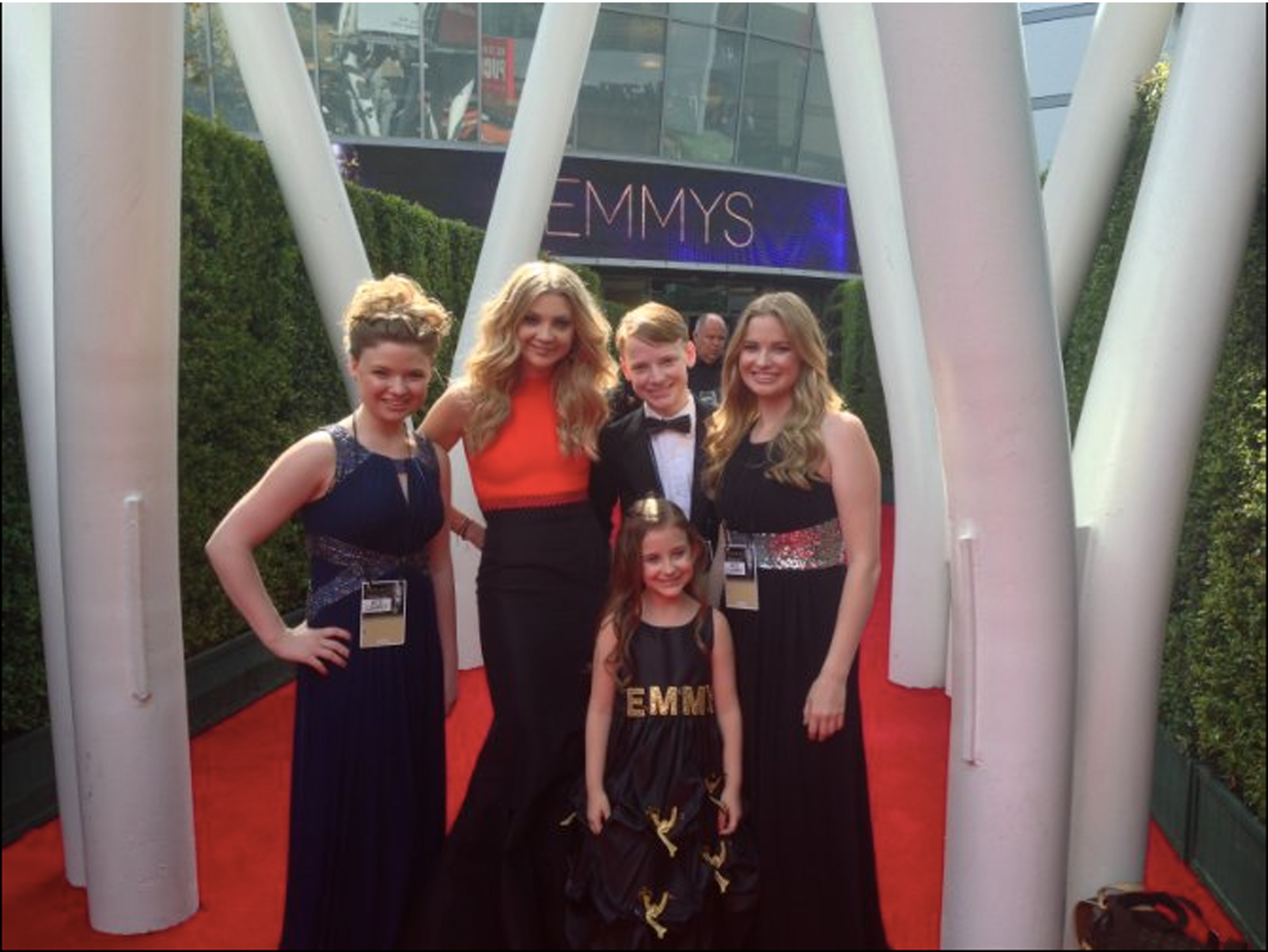 Natalie Dormer, Brett Hart, Paityn Hart, Courtney Hart, & Kylie Hart at event for The 66th Primetime Emmy Awards