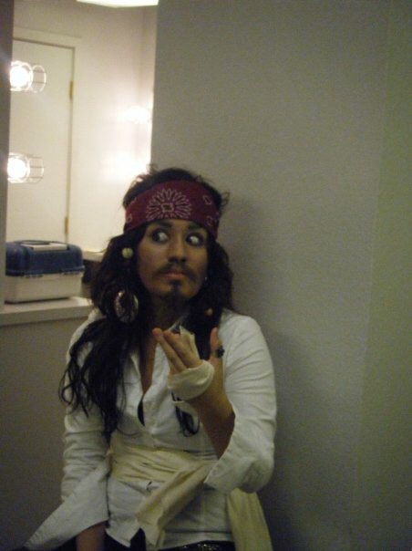 Photographed portraying Jack Sparrow in theatre class.