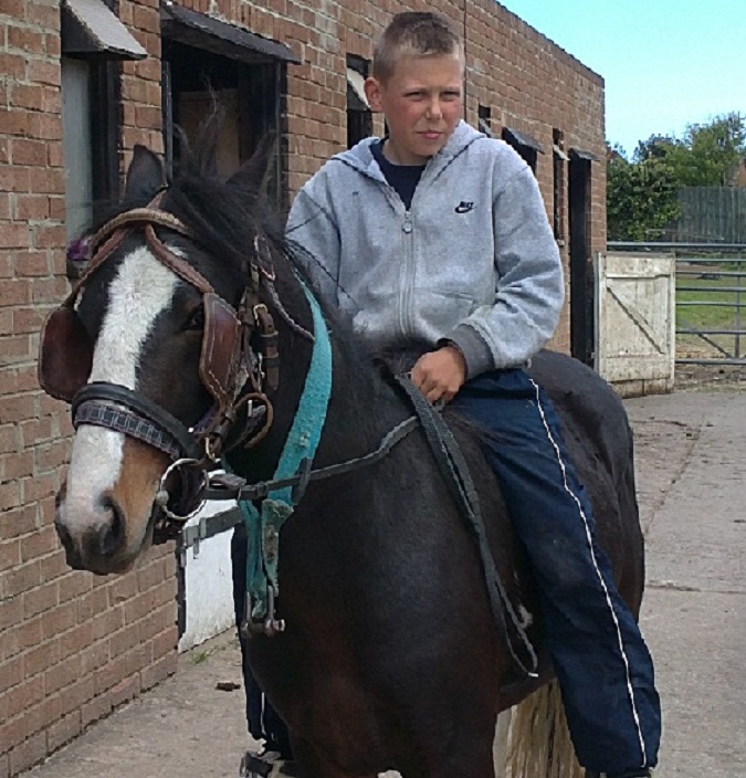 One man and his Horse Jonathan in training for his role is Selfish Giant. Jonathan is a professional horse rider/trainer.