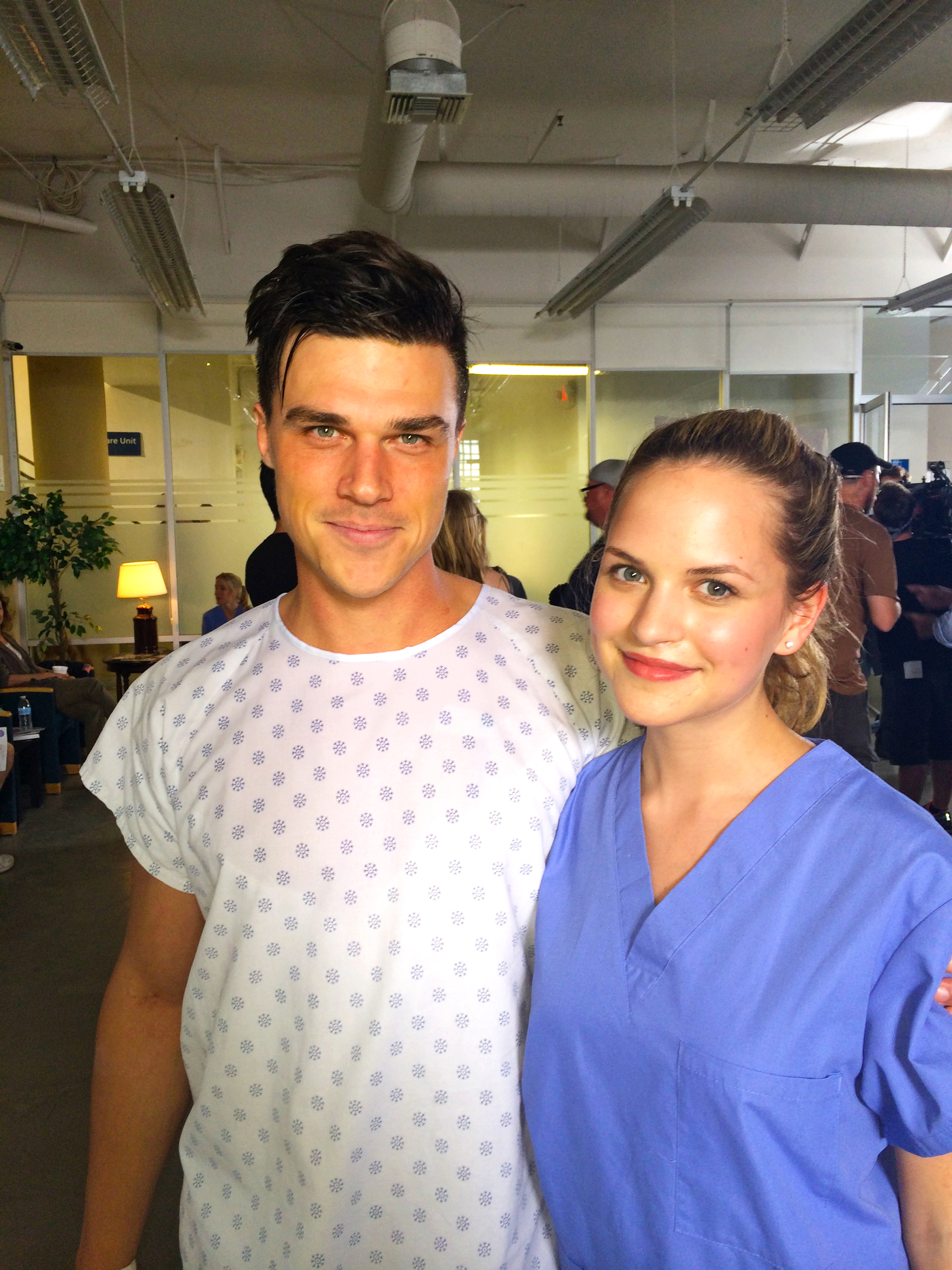 Stephanie Styles & Finn Wittrock on the set of Submarine Kid.