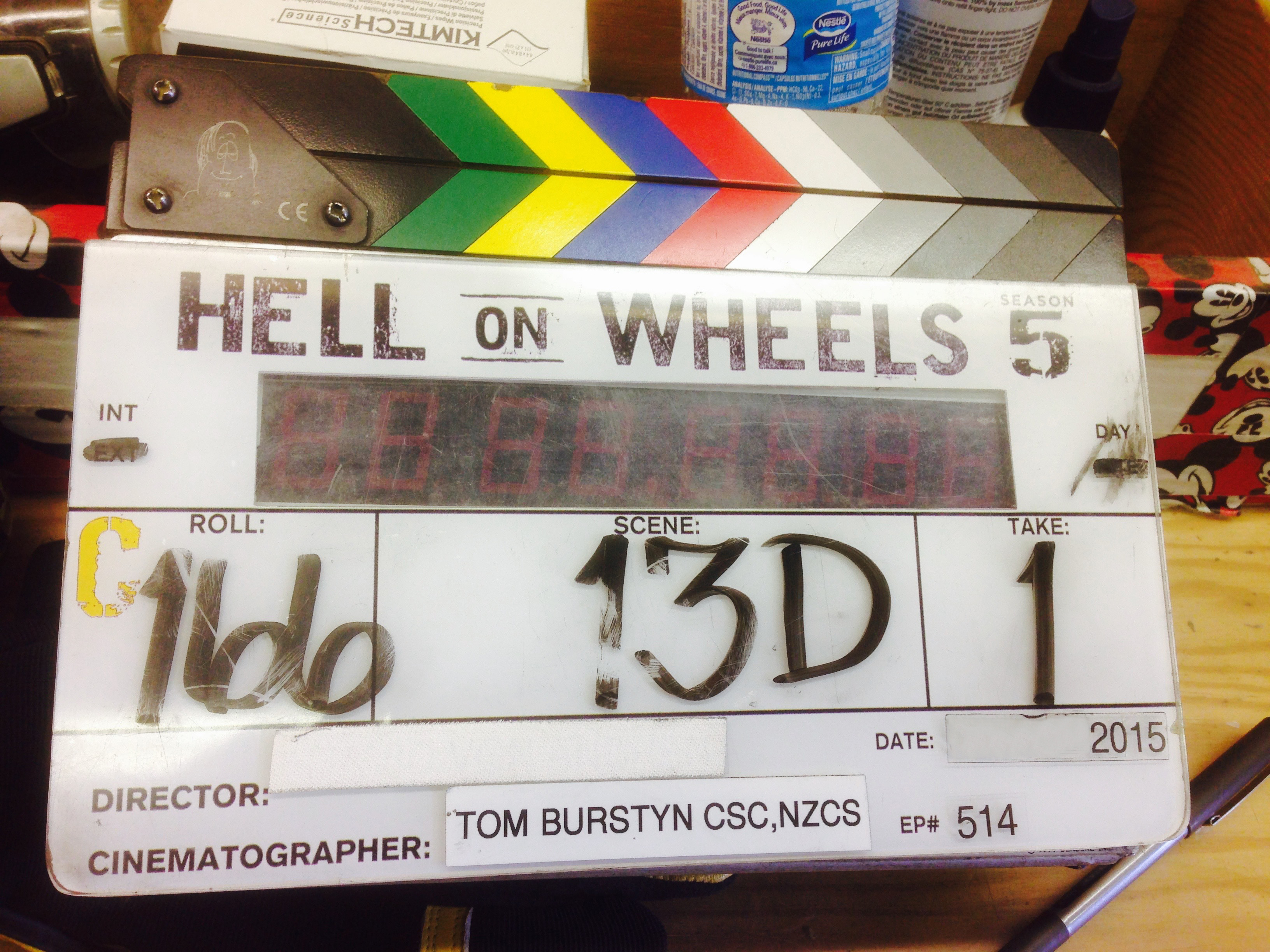 Slate from working in the Camera Department for Hell on Wheels Season 5 on AMC.