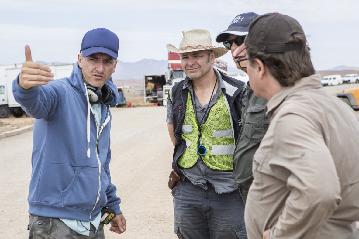 (L-R) Director Greg McLean, DP Toby Oliver, 1st AD Jamie Crooks, 2nd Unit DP and Director Ernie Clark on set of Wolf Creek 2