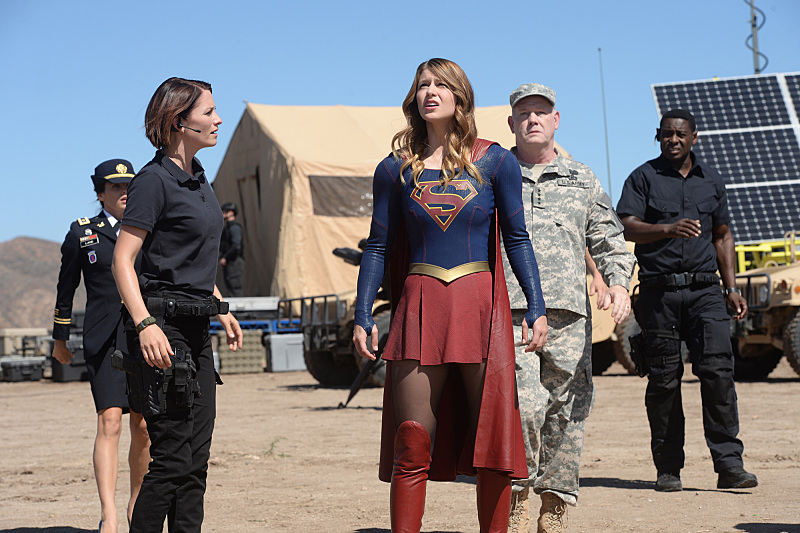 Still of David Harewood, Chyler Leigh, Glenn Morshower and Melissa Benoist in Supergirl (2015)