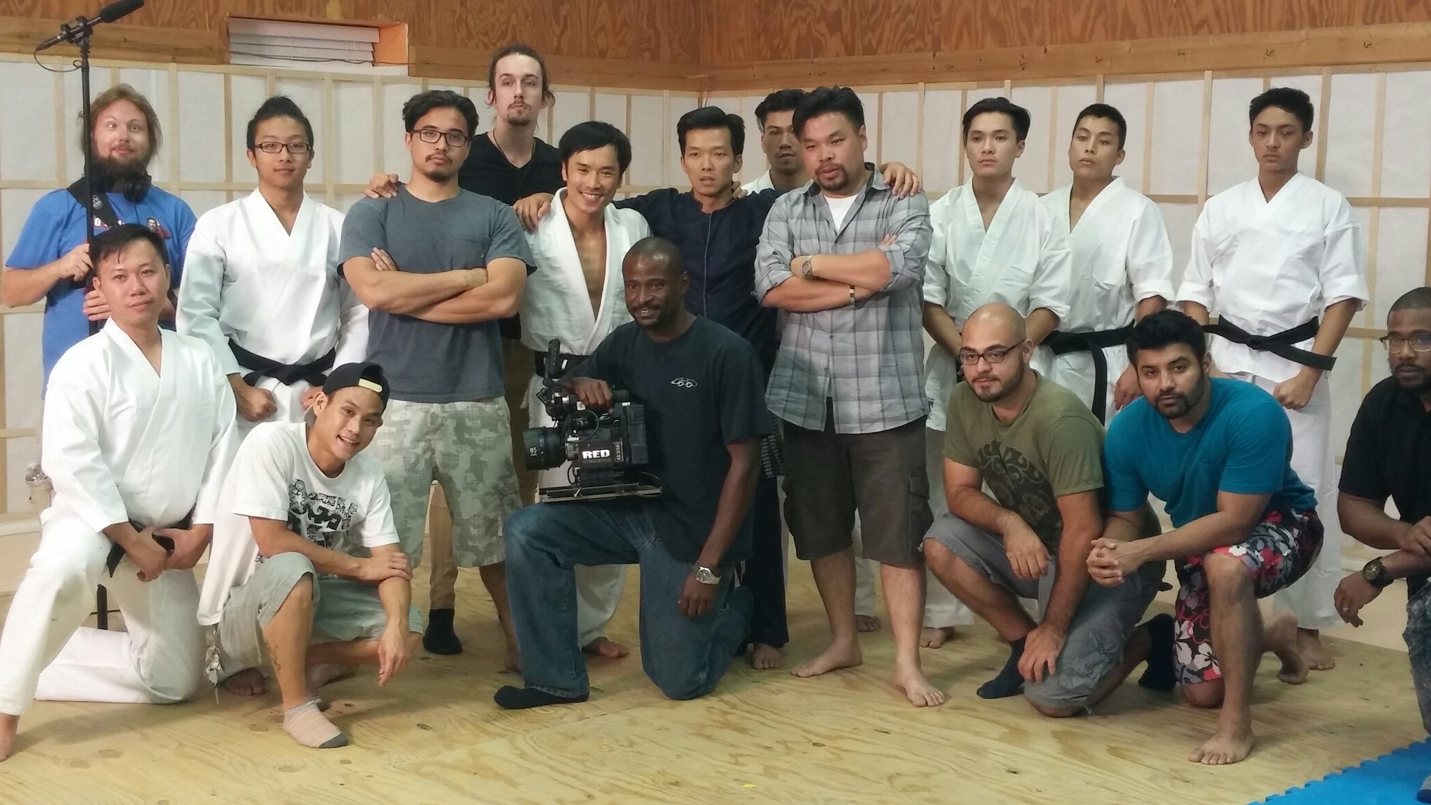Judo Master for film trailer. Crew and actors.