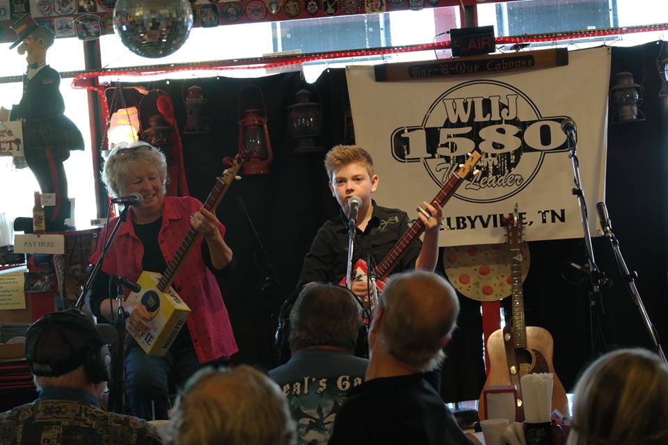 Performing with Patsy Trigg at the BBQ Caboose in Lynchburg, TN for the Kids Take Nashville TV Show