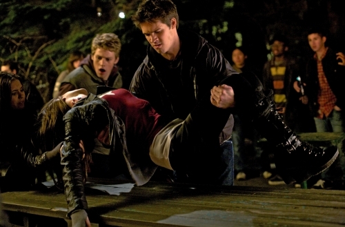 Still of Kayla Ewell, Zach Roerig, Steven R. McQueen and Nina Dobrev in Vampyro dienorasciai (2009)