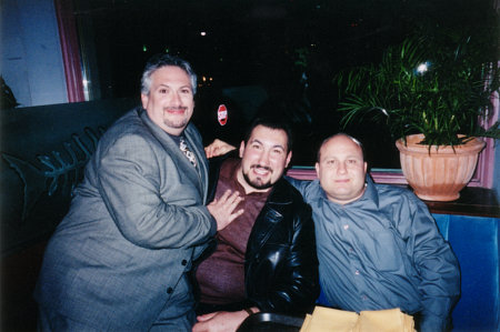 (l to r) Harvey Fierstein, Richard Cocchiaro, and Nick Taylor on the set of 