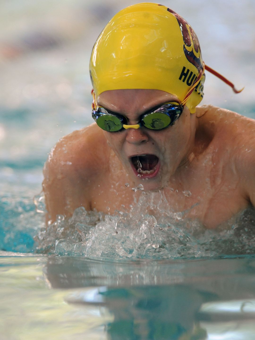 Hunter Wenzel competing in the 50 meter breaststroke Jan 2015