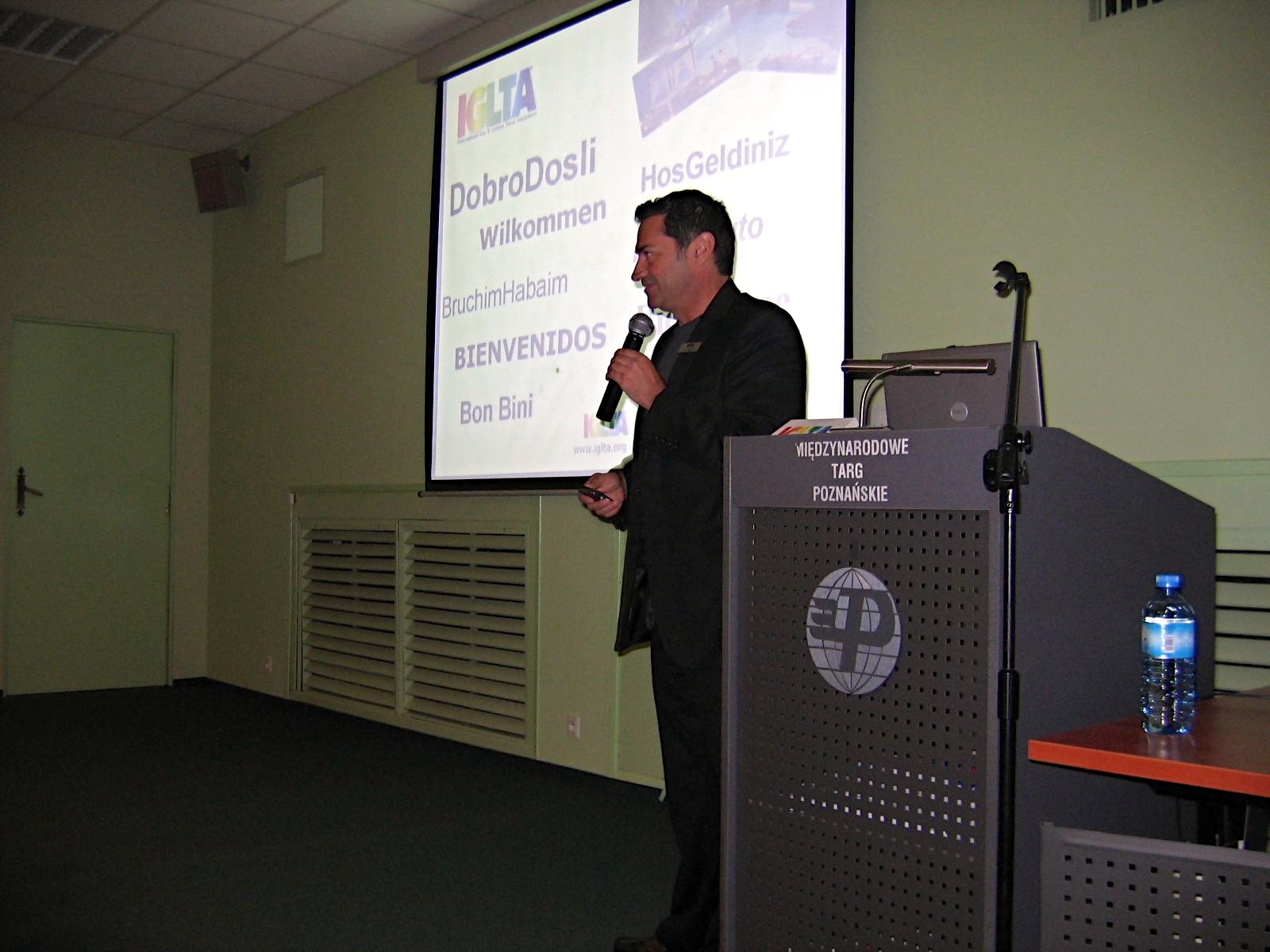 Speaking at a conference in Poland.