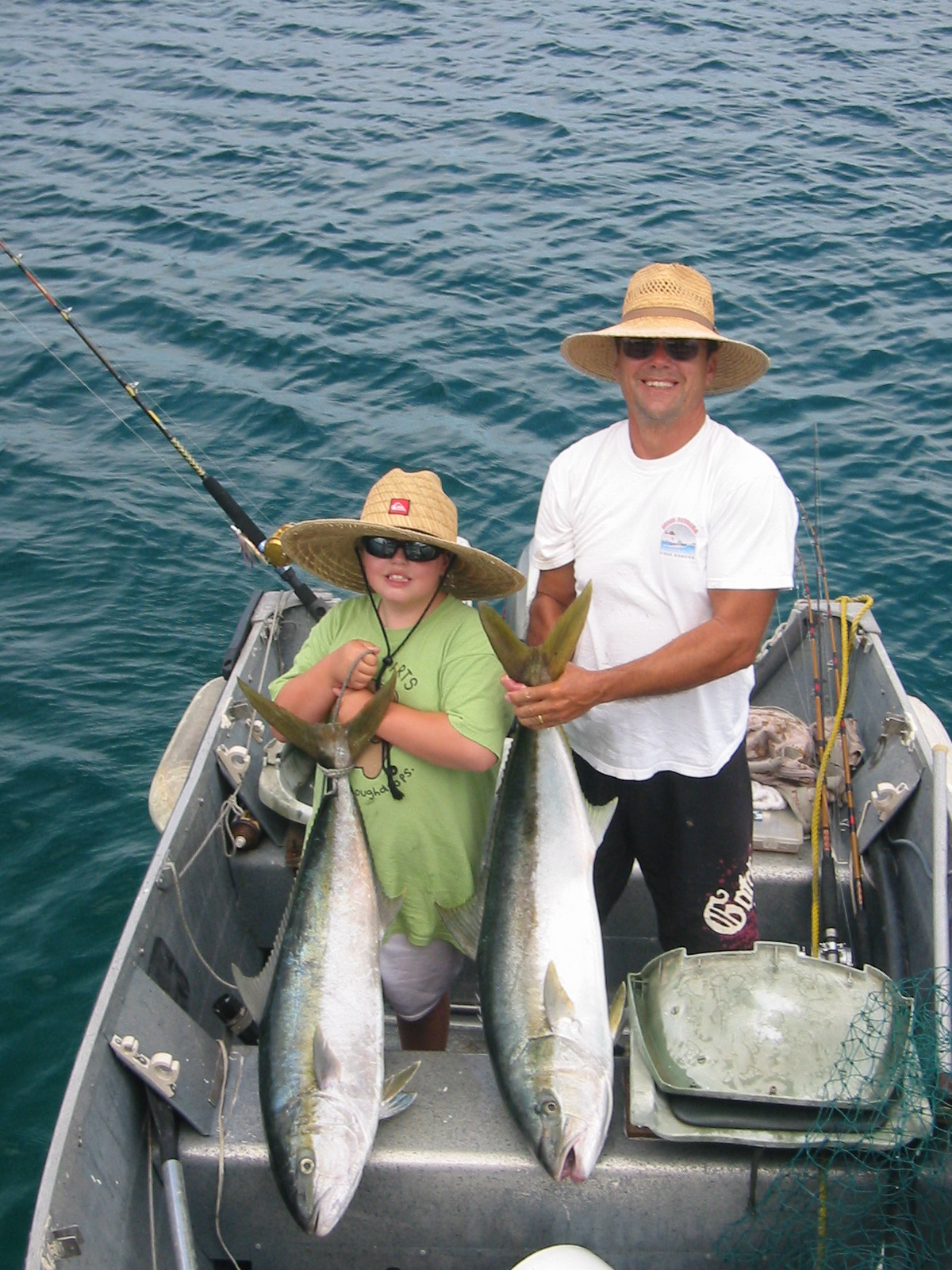 Capt. Bill and grandson 'Memo' with a morning catch of Yellowtail off Baja, CA.