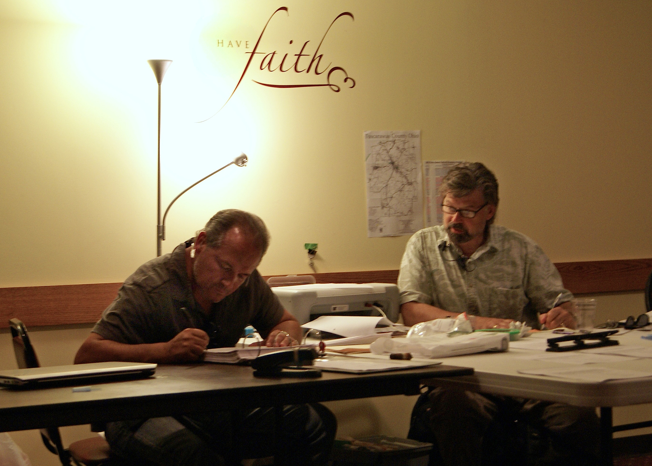 Line Producer, Frank Gardner & UPM, Stephen R. Campanella in the Sugarcreek production office on 