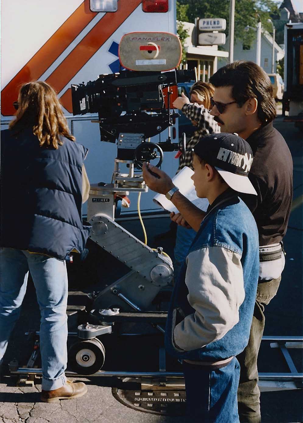 Producer Stephen R. Campanella and his son Stephen on the set of Stop The Madness