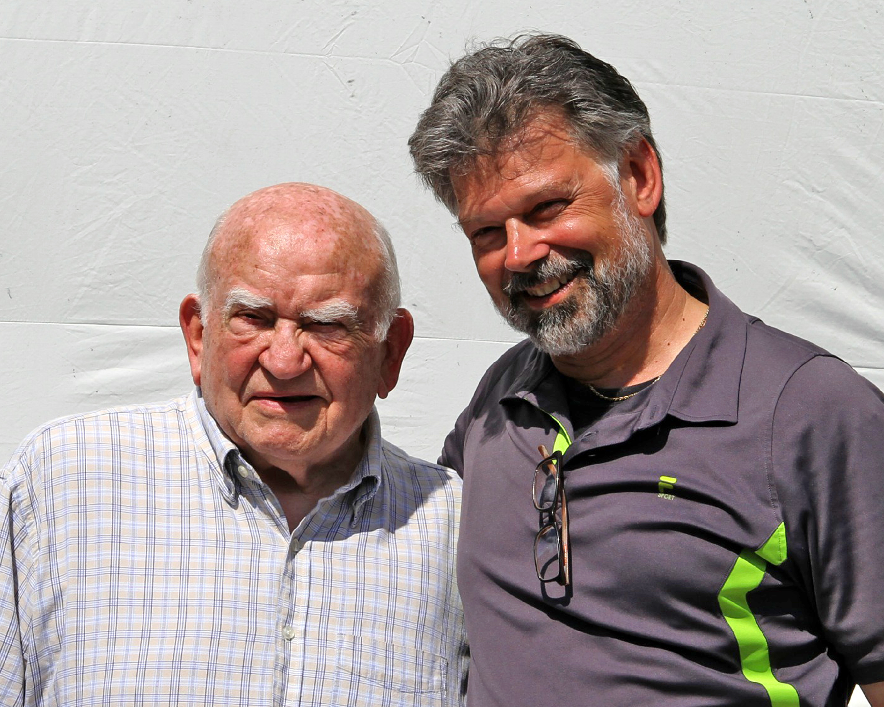 Ed Asner and Stephen R. Campanella on the set of Love Finds You in Valentine