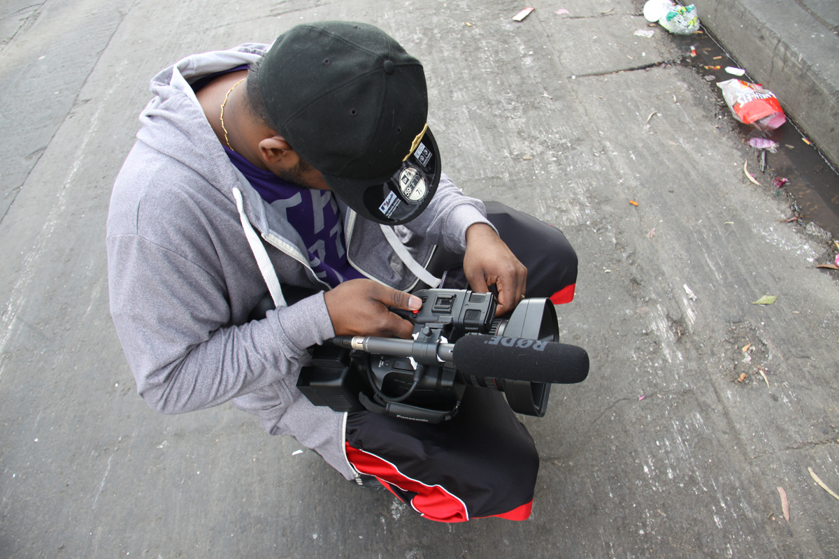 Shanks Rajendran filming in Downtown, Los Angeles, California, USA.