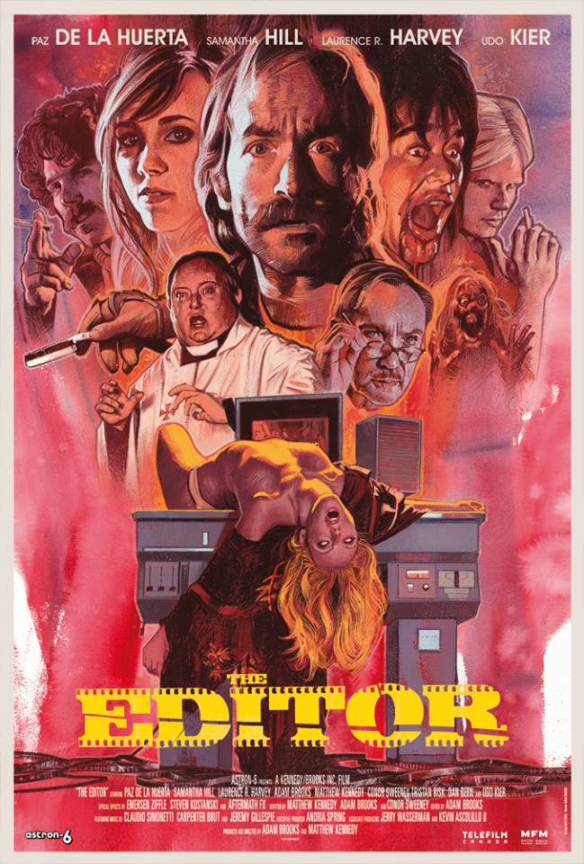 Matthew Kennedy, Samantha Hill, Adam Brooks, Paz De La Huerta, Conor Sweeney, Laurence R. Harvey, Udo Kier, Jasmine Mae, and Sheila E. Campbell in 'The Editor'.