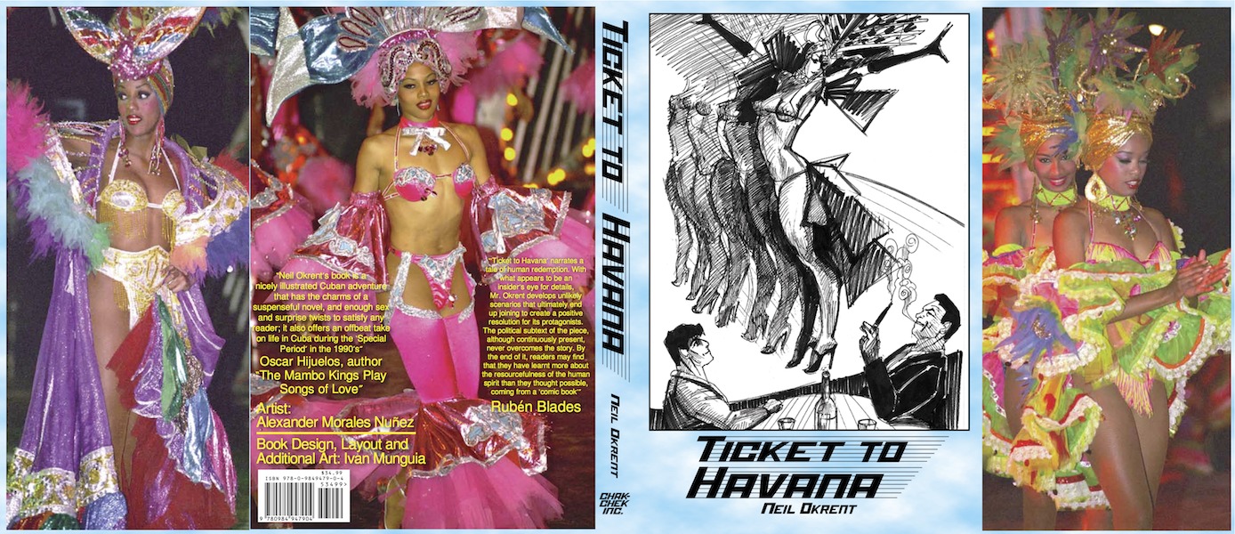 Ticket to Havana book jacket, all images copyright Neil Okrent 2013. Published by Chak-Chek Inc., Reno, Nevada