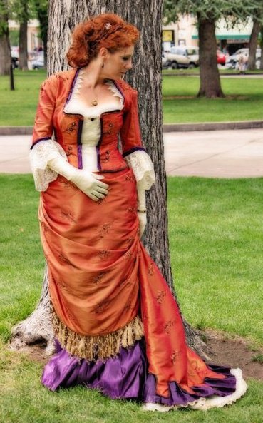 as Odessa Red Living History/Old West re-enactor, 1879 Evening Toilette gown
