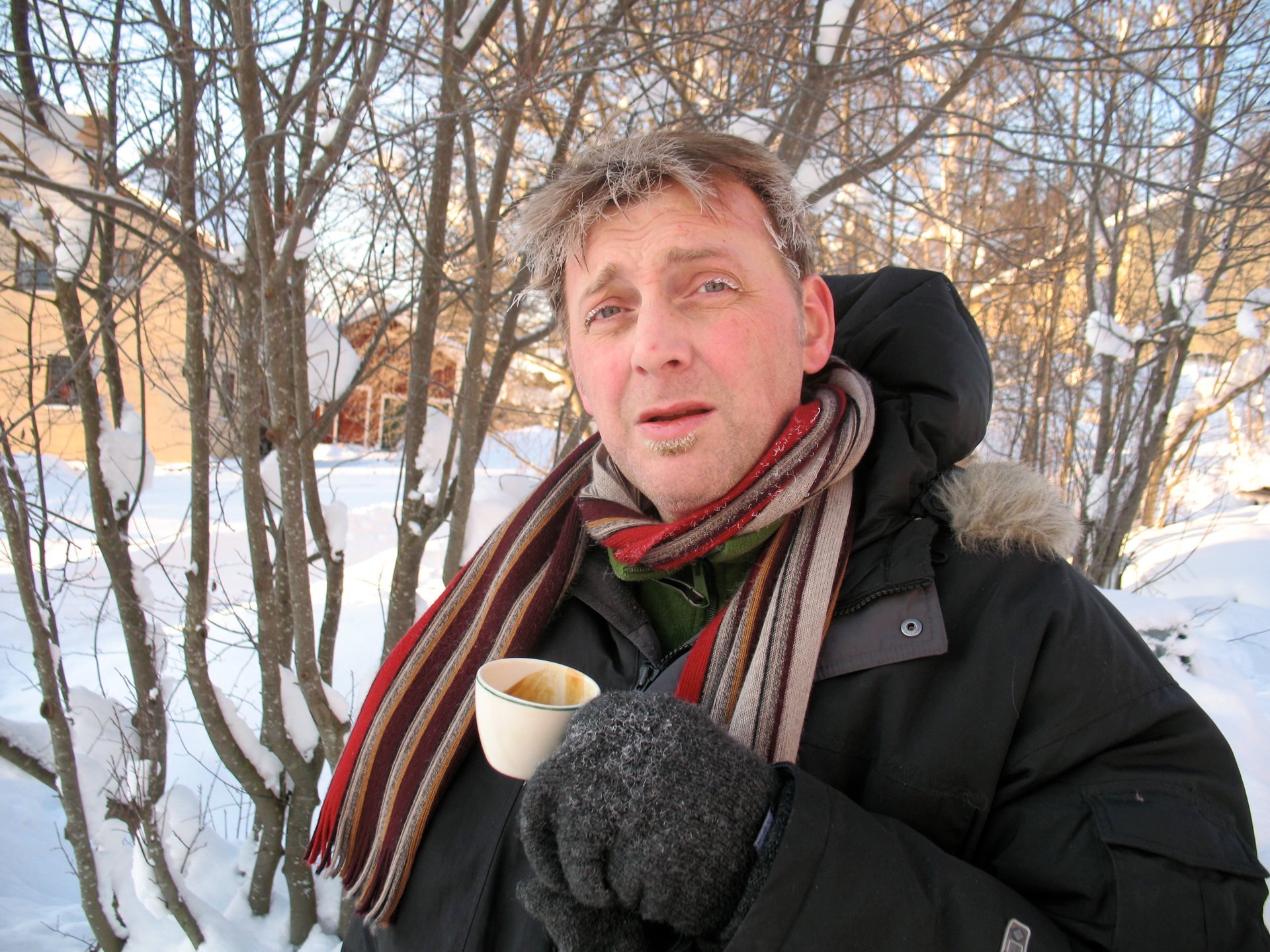 Composer Johan Ramstrom with espresso in -24 celsius.
