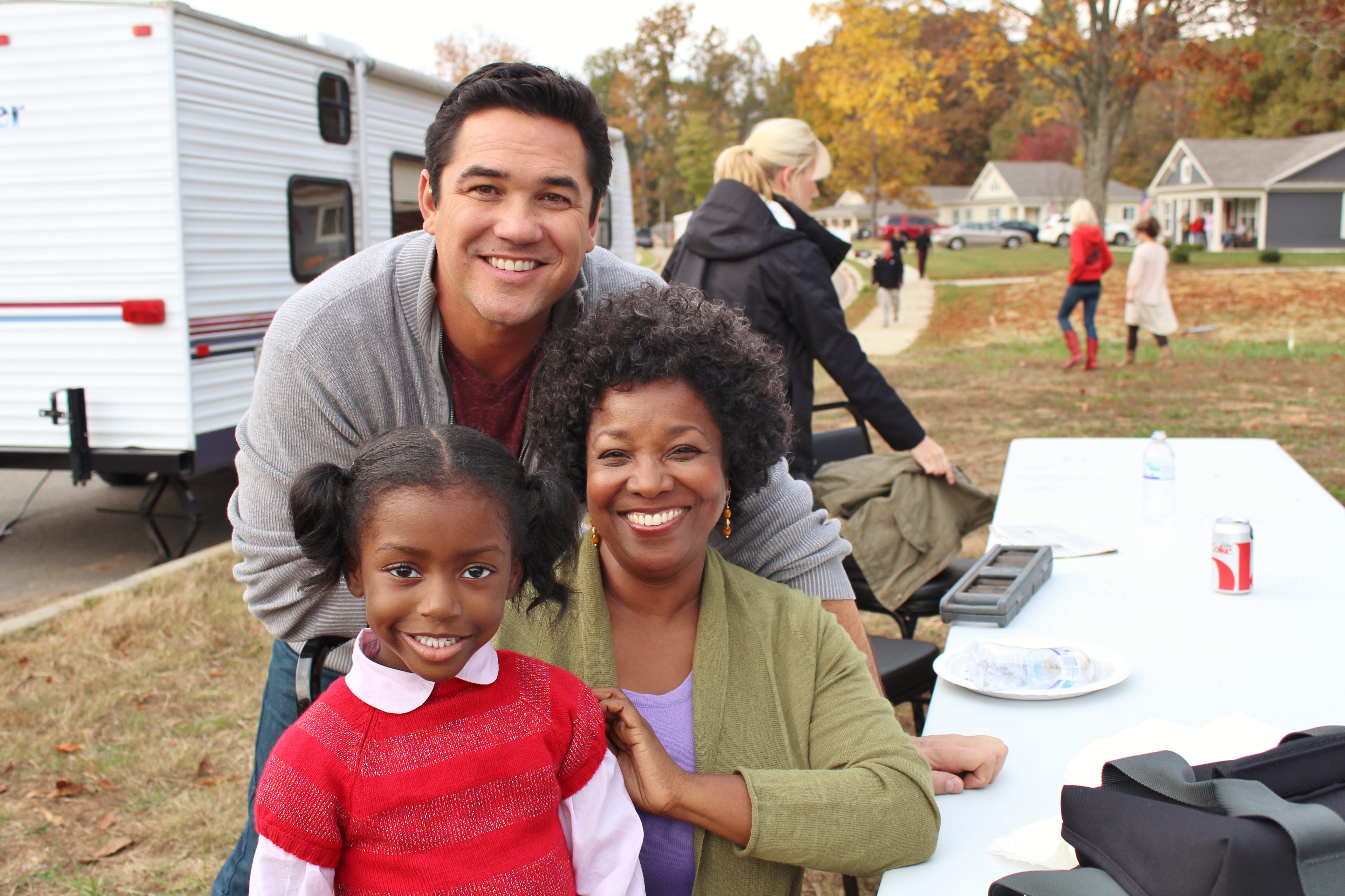 Dean Cain, Kendall Joy Hall and A Lee Stone on the set of A Belle for Christmas
