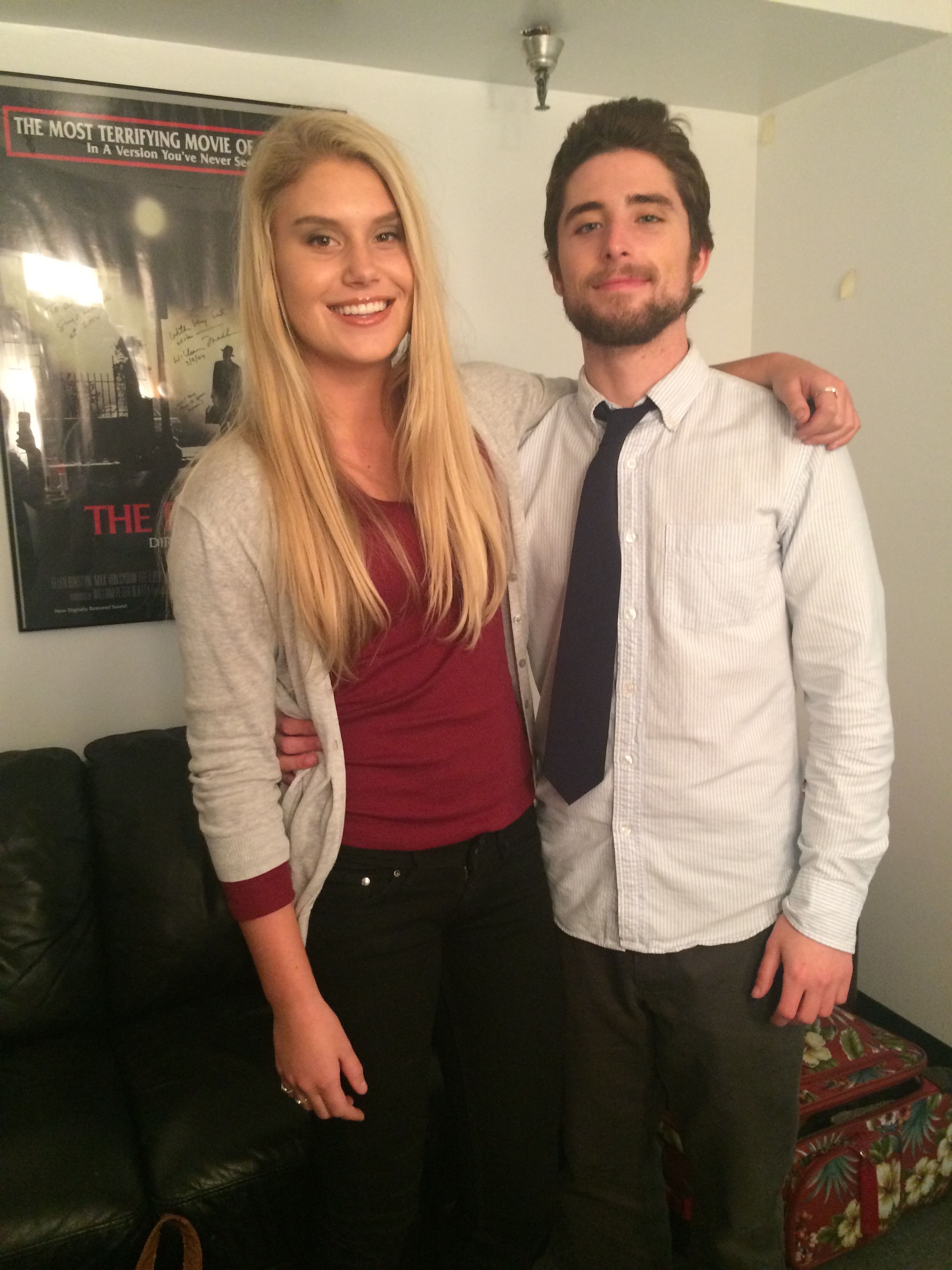 Natalie Sharp with Eric Reedy on set of 