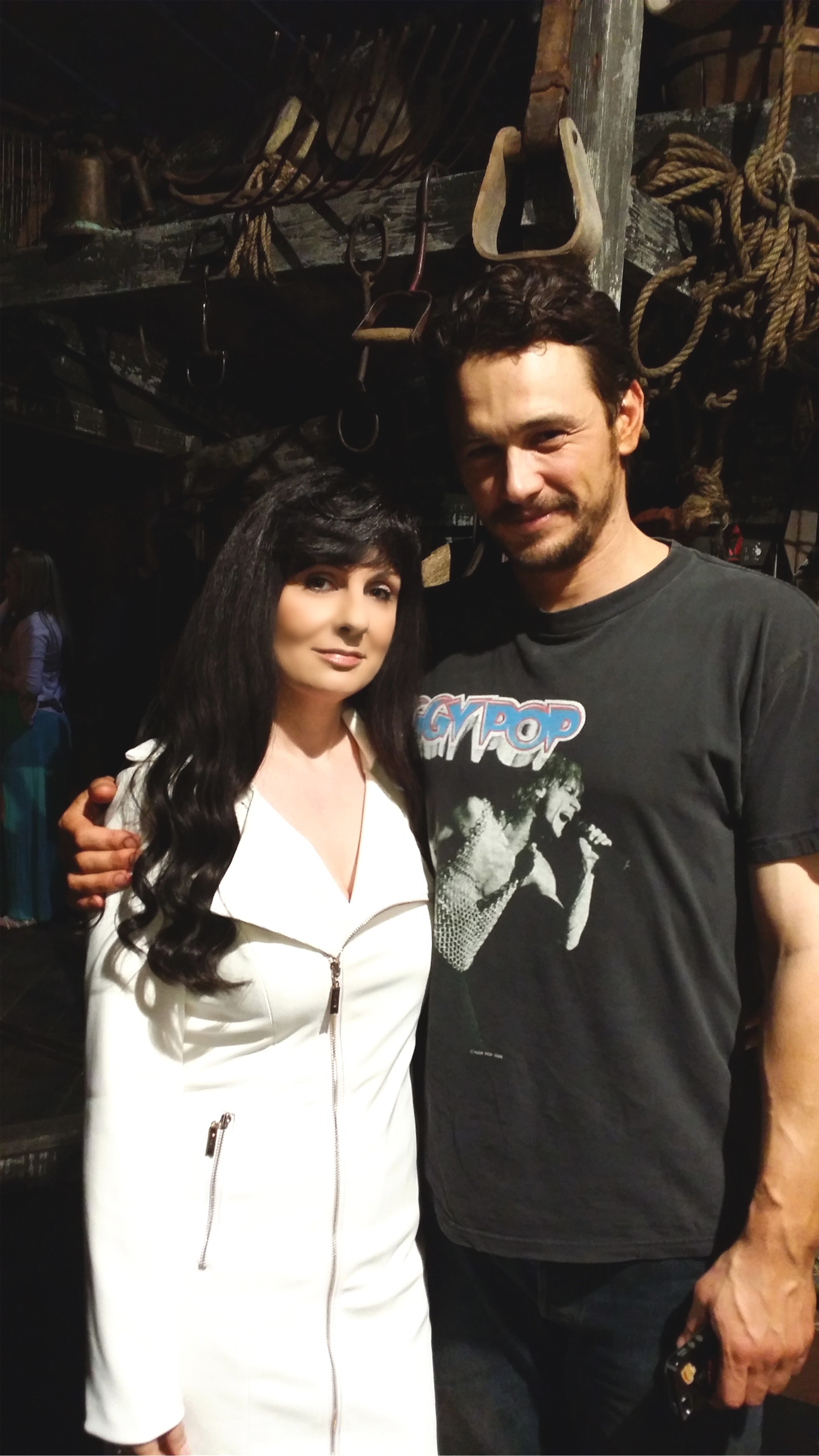 Conny Sharp with Actor James Franco in New York on Broadway set 