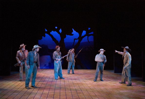 Of Mice and Men directed by Paul Lazarus at the Pasadena Playhouse, the official State Theatre of California with Gino Montesinos, Josh Clark, David Noroña, and Zeus Mendoza. http://www.variety.com/review/VE1117937088?refCatId=33