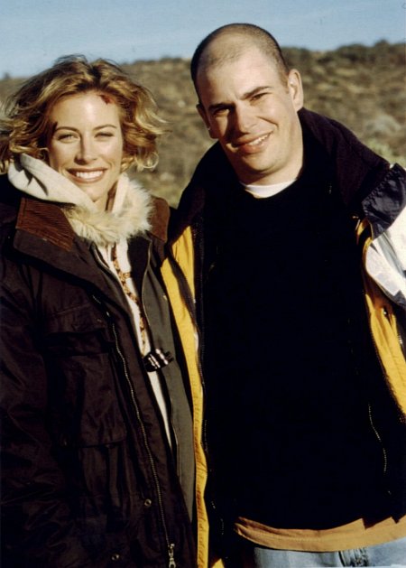 Julie Du Page with Brett Morrison on the set of 