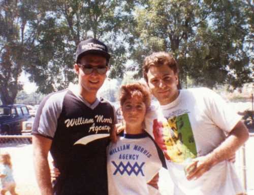 Bill Branca & Jono Kohan at William Morris Softball Game 1987