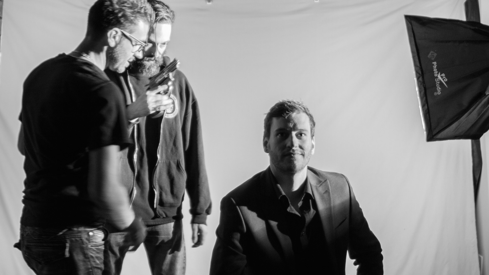 Photoshoot for 'The Architect of Downfall' film. With lead actors Jason Kettle and Chris Jarry.