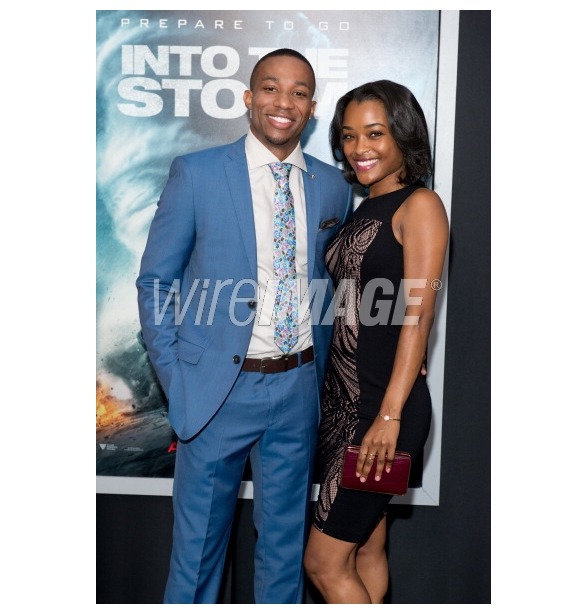 NEW YORK, NY - AUGUST 04: Arlen Escarpeta and LaToya Tonodeo attend the 'Into The Storm' premiere at AMC Lincoln Square Theater on August 4, 2014 in New York City. (Photo by Noam Galai/WireImage)