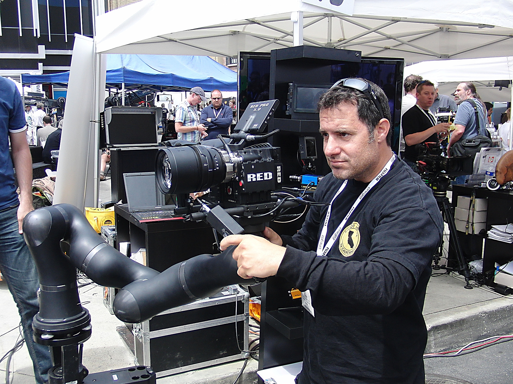 dino (dean) georgopoulos checking our hand held Motion Control rig.