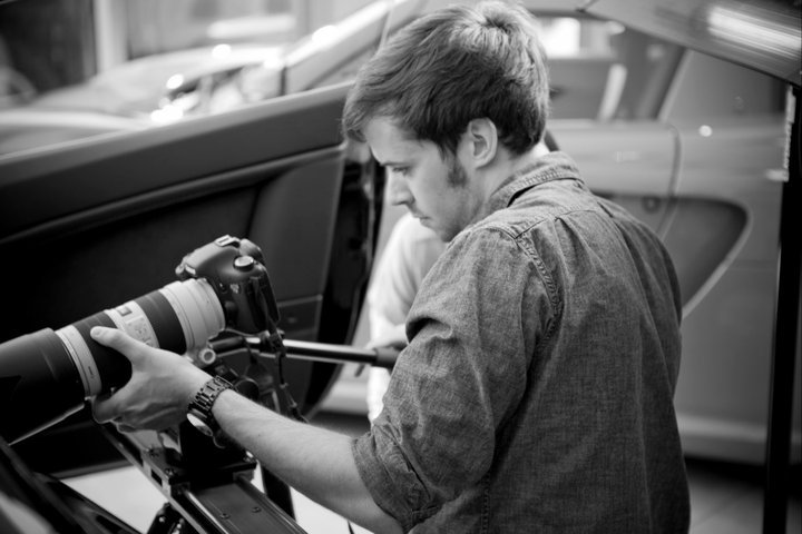 Burke Doeren on set directing a promo for the Aston Martin V12 Vantage Carbon Black