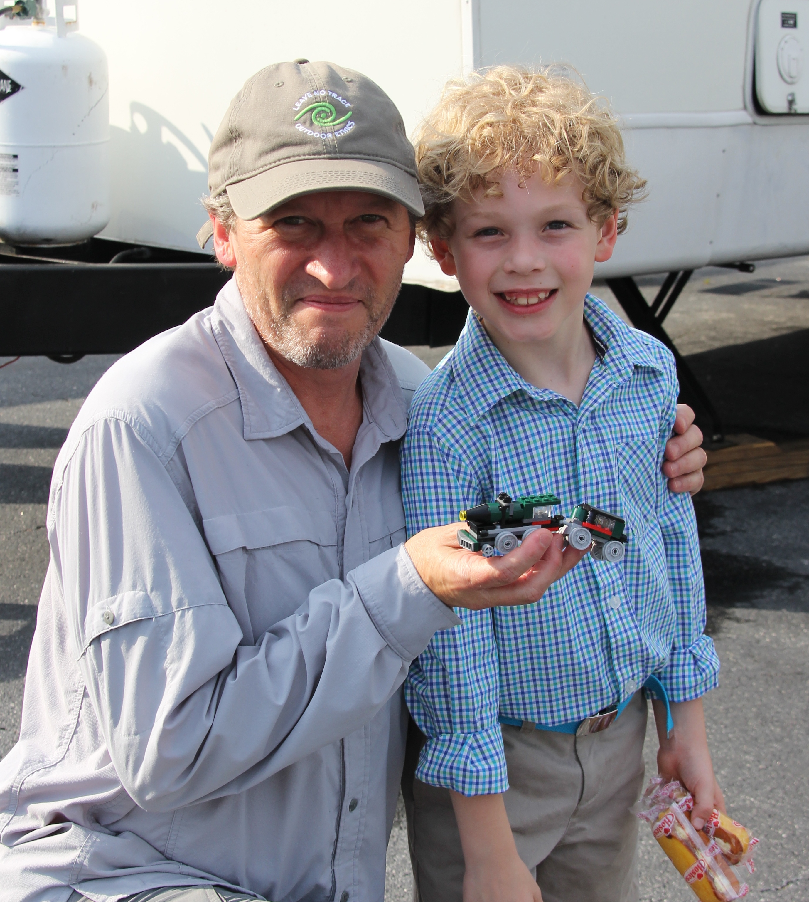 Tucker Meek with director, Ken Kwapis, on the set of A Walk in the Woods