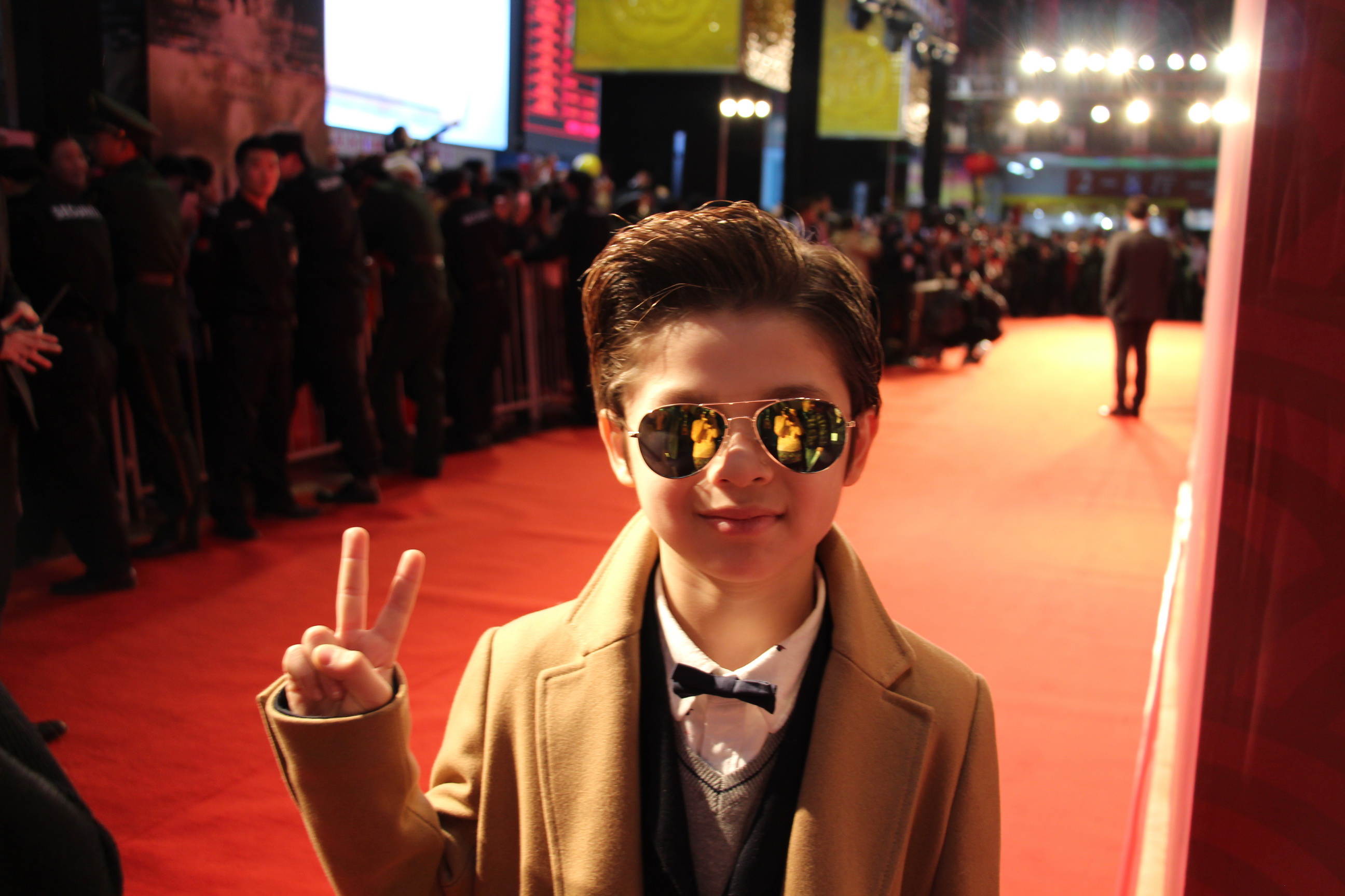 Jozef Waite just before being introduced to the press in Beijing, China for the Dragon Blade premiere. February 2015.