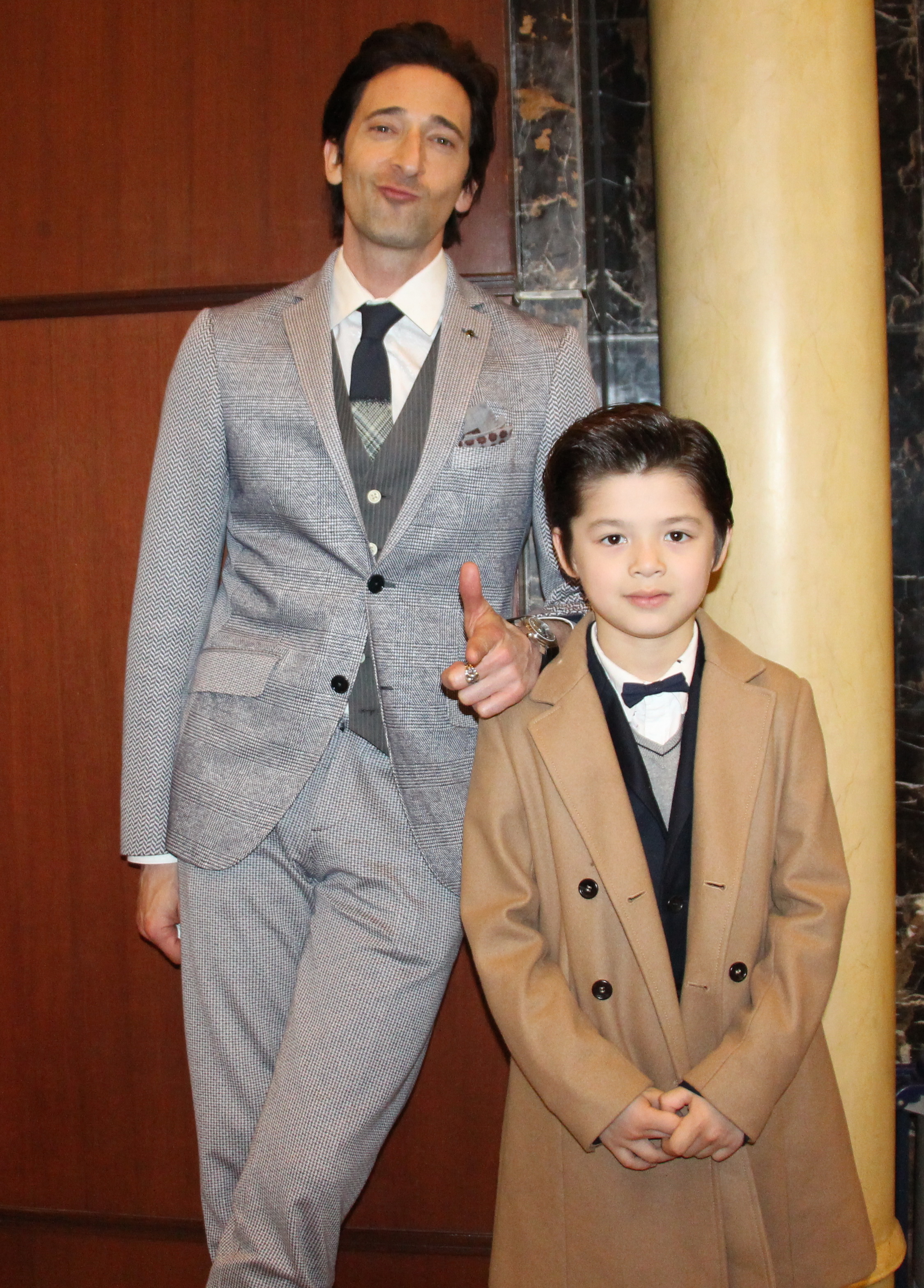 Adrien Brody with Jozef Waite in Beijing, China for the Dragon Blade premiere.