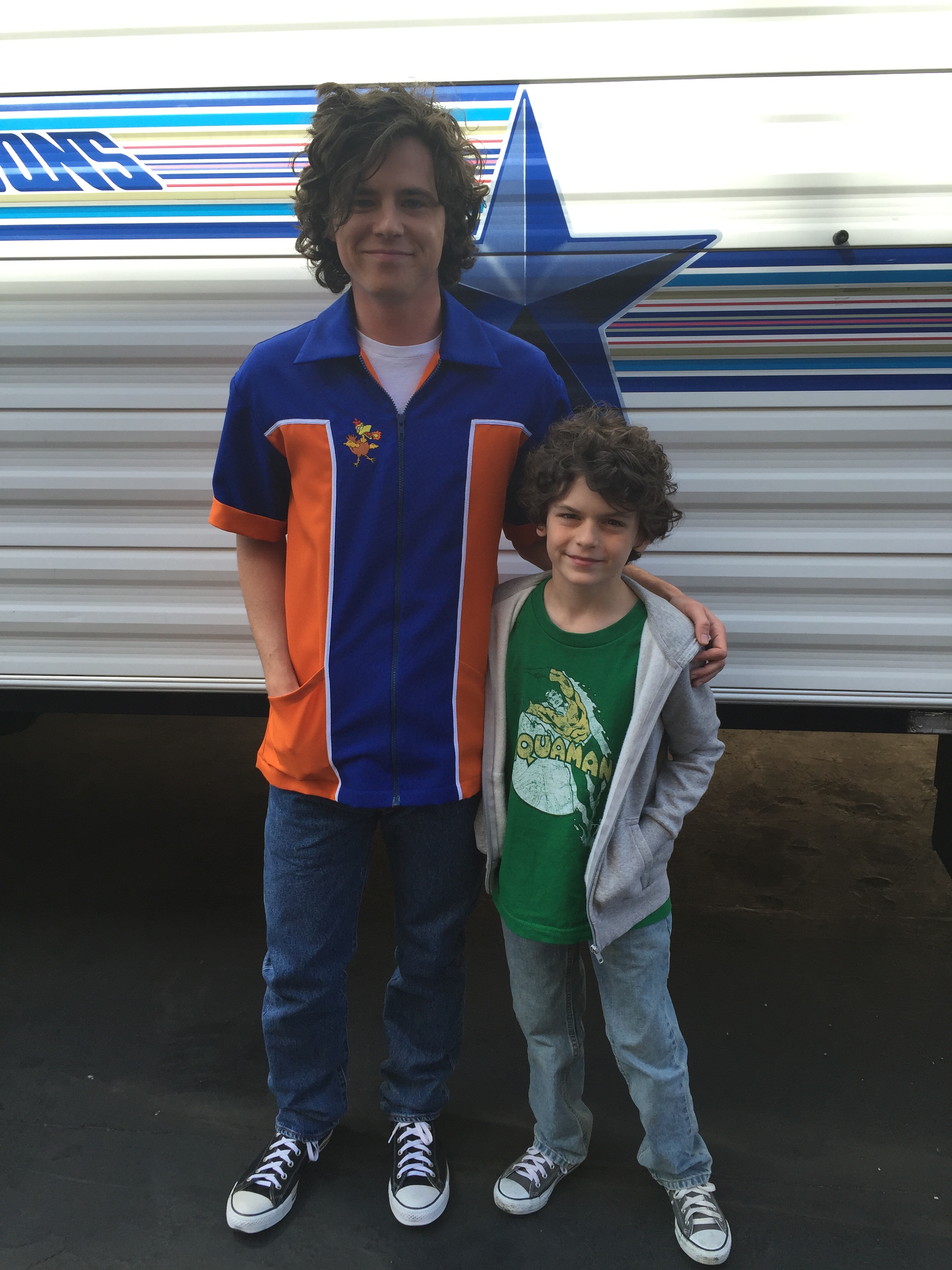 Zachary Rifkin with Charlie McDermott on the set of Super Clyde.