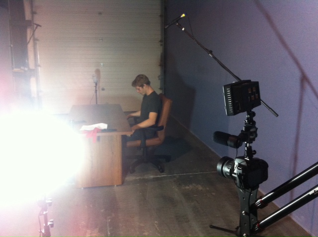On set preparing for his scenes in the short film 