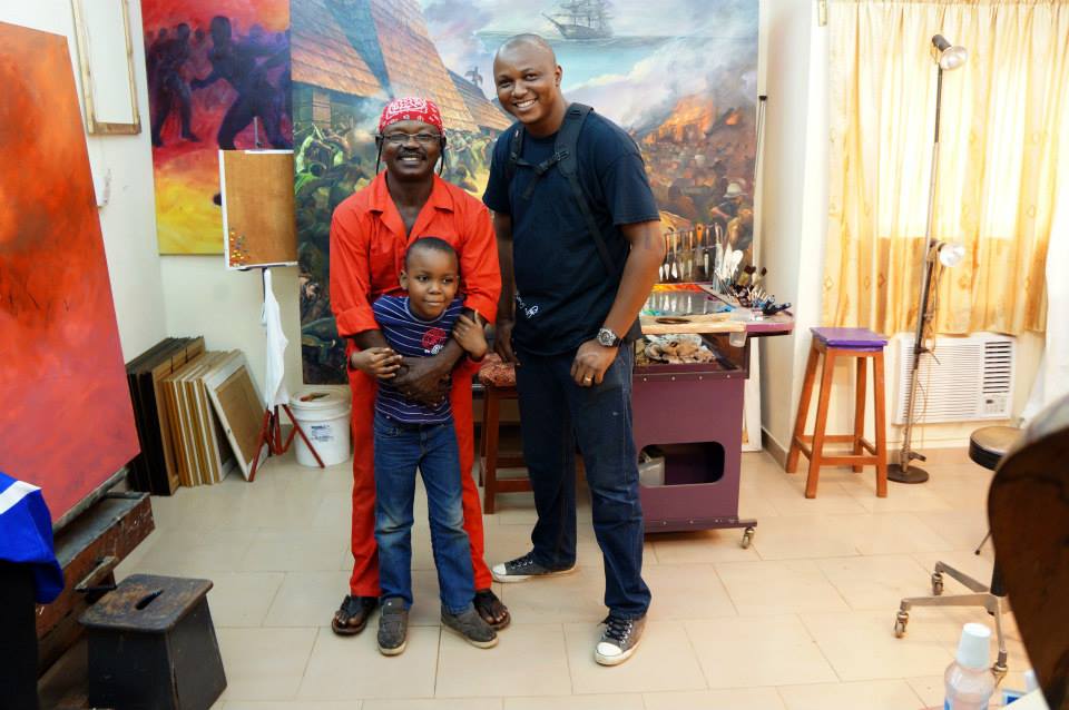 Stanlee Ohikhuare and his son David with his Lecturer at UNIBEN - Okwoju El Drag