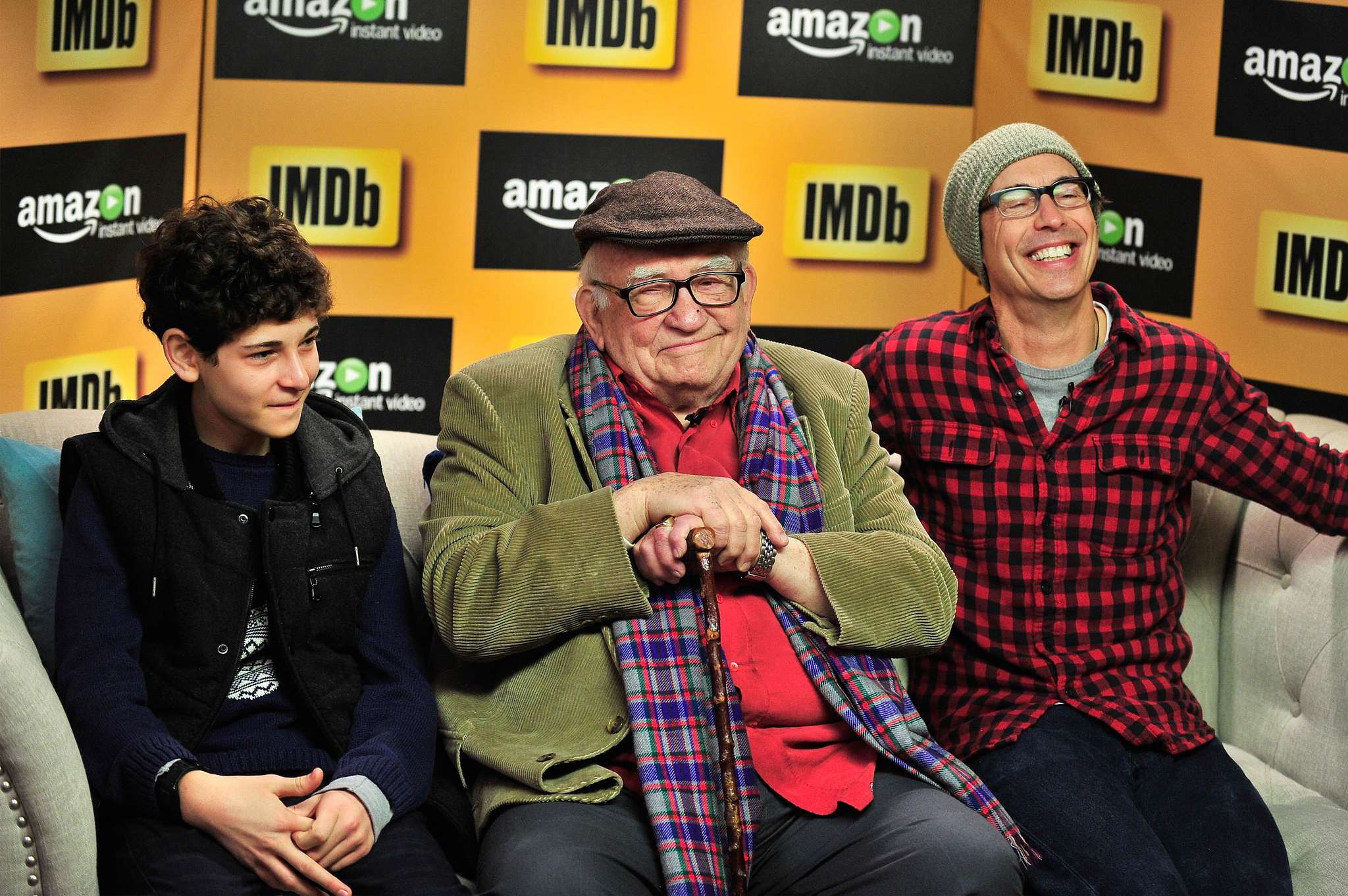 Edward Asner, Tom Cavanagh and David Mazouz at event of The IMDb Studio (2015)
