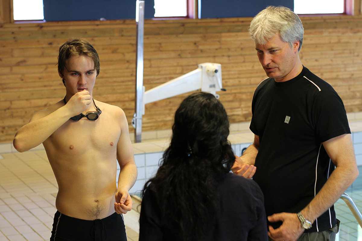 On the set of Swimming Lessons, directing Yasmin and William