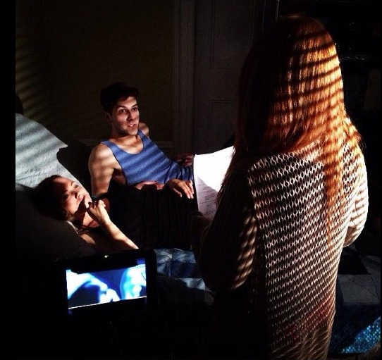 Directing Shawn Parsons and Emily Locke in the short film 