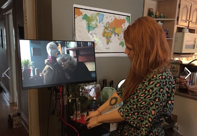 Mel directing episode 7 of her webseries The Manor.
