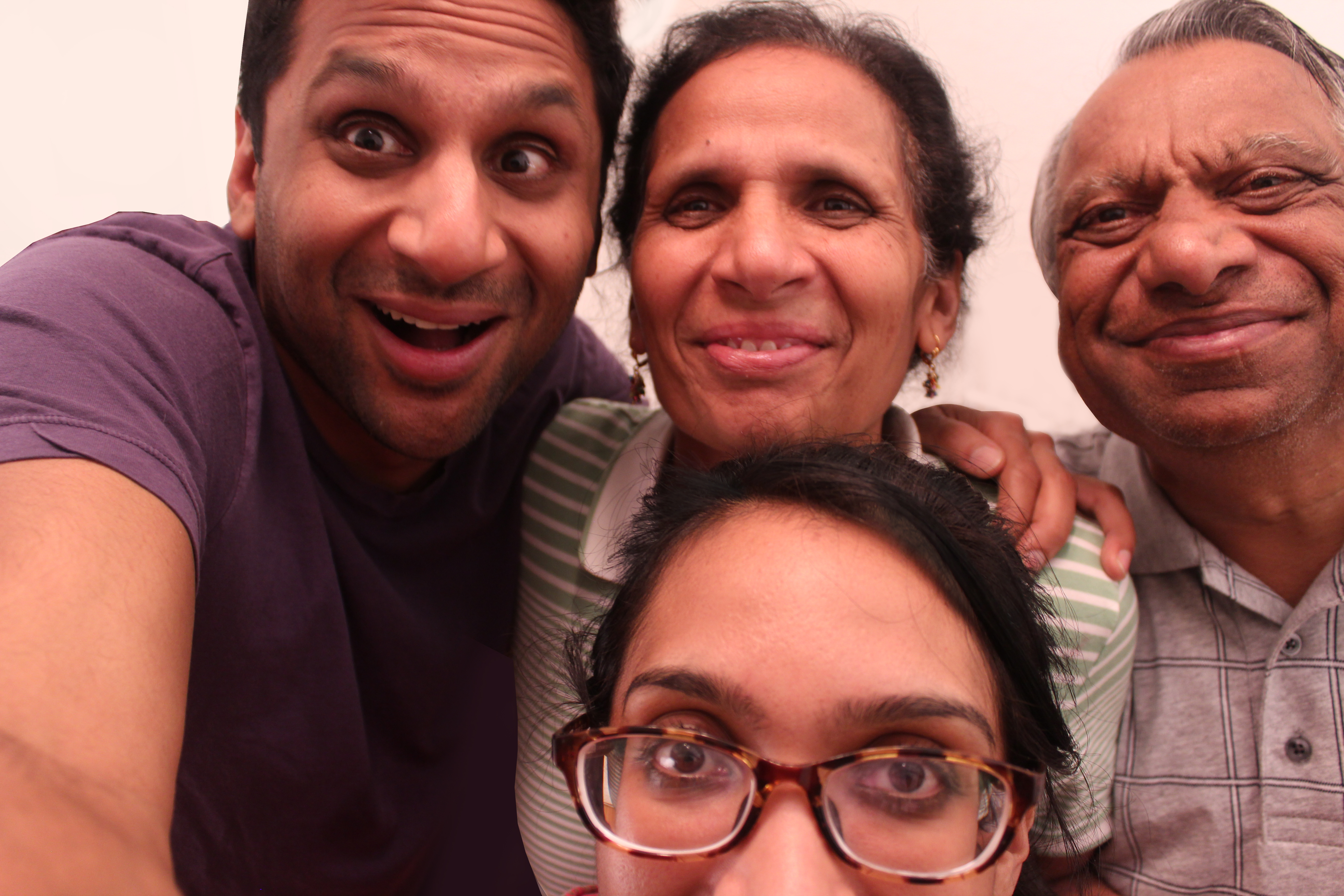 Still of Geeta Patel, Ravi Patel, Vasant K. Patel and Champa V. Patel in Meet the Patels (2014)