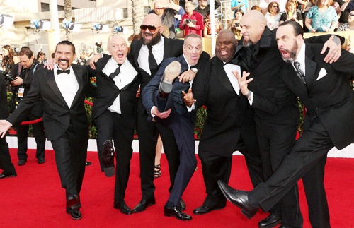 on the carpet with the boys at the SAG Awards